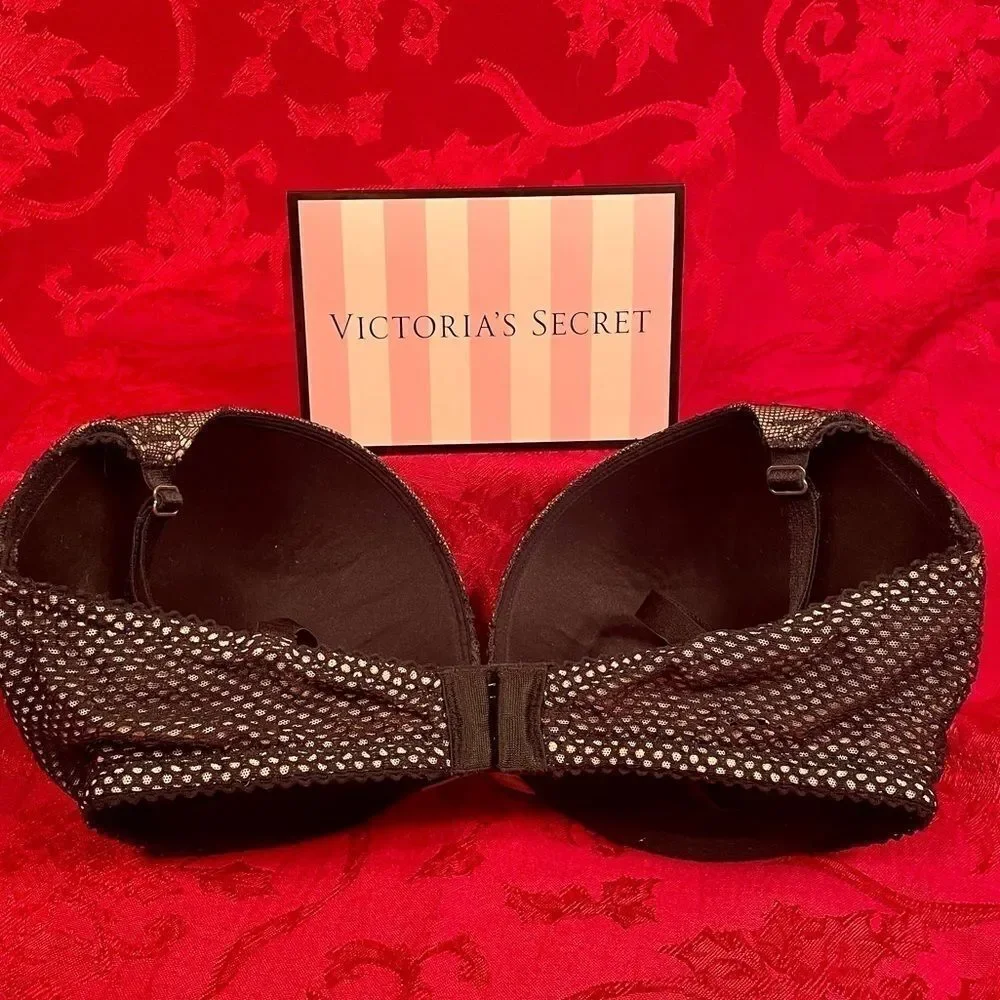 VICTORIAS VERY SEXY BLACK LACE OVER TAUPE 34DD